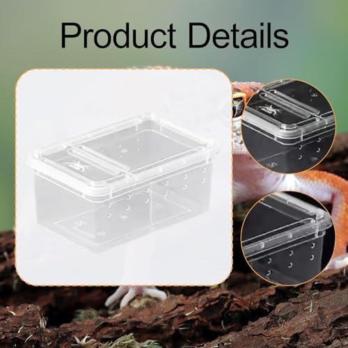Reptile Breeding Case Lightweight Clear Feeding Box Reptile Habitat Portable Animal Container PP Material Suitable for Feeding Pets hatchling Raising, Style A - size: Style A