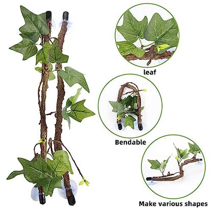 Climbing Vine Small Pet Suction Cup Branch Climbing Vine with Suction Cup Branch for Lizards Reptiles