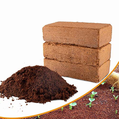 3-Pack Coco Coir Bricks, Premium Organic Peat Moss Mix for Plants, Low EC & pH Balance, Fiber Coconut Husk. Ideal for Gardening, Potting Soil & Substrate - size: 3Pack