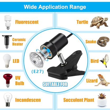 DaToo Reptile Heat Lamp Rotatable Turtle Heating Light with 50W UVA UVB Heat Bulb Simulated Sunlight Basking Spot Lamp with Clamp for Reptiles Lizard Amphibian Bearded Dragon Snake - style: 50Watt Reptile Heat Lamp