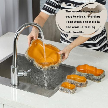 IBWell 7 Inch Reptile Food Dish Escape Proof Reptile Feeding Dish Resin Reptile Water Food Bowl for Bearded Dragon Chameleon Frog Snake Turtle Leopard Gecko - size: 7"