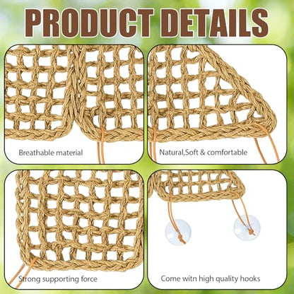 3PC Reptile Hammock, Bearded Dragon Hammock, Climbing Set with Wooden Ladder, Ideal for Reptile Habitat Enrichment, Includes Triangle and Square Pads for Lizards, Geckos, Tortoises