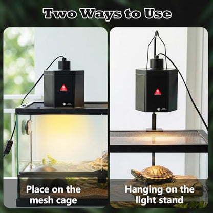 Yoobao 5.9" Reptile Heat Lamp Fixture, Hexagonal Dome Light with Hook for Basking Light & Ceramic Heat Emitter, 100W UVB/UVA Reptile Light Fixture for Bearded Dragon, Turtle, Snake, Lizard Terrarium