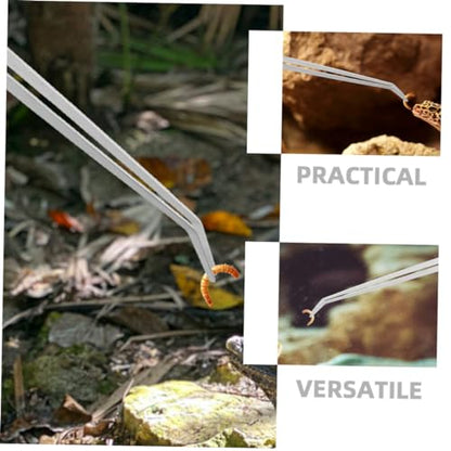 LIOOBO 2pc Reptile Feeding Tongs Stainless Steel Tweezers Long Handle for Terrarium Aquarium