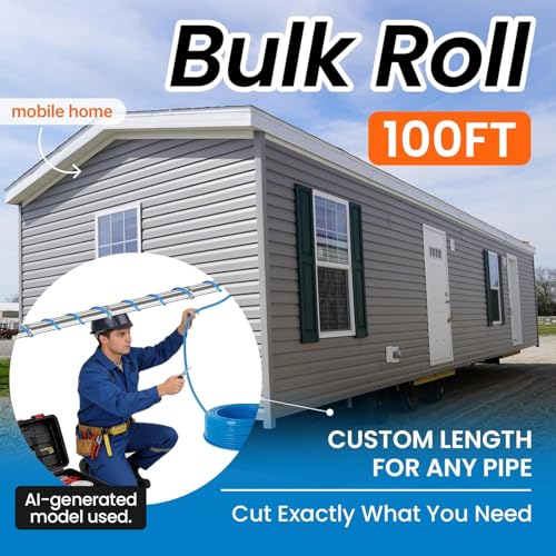 300FT Cut-to-Length Heat Tape for Water Pipes – Professional Bulk Roll, Self-Regulating (-40°F), with Wire Splitter & End Cap, For Mobile Homes, Electricians and Installers