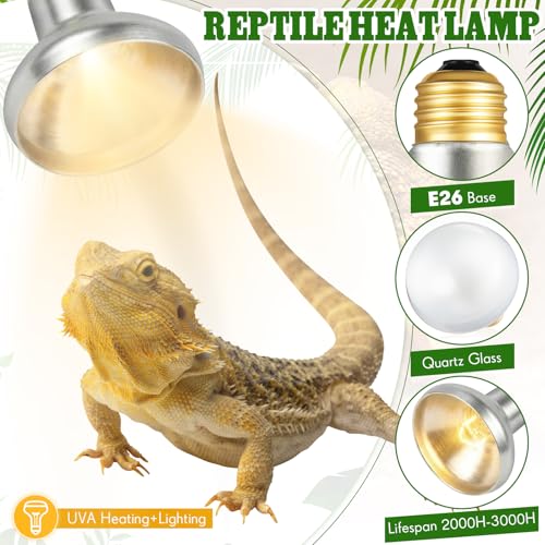 Retisee 4 Pack 100 Watt Heat Lamp Bulbs for Reptiles 120V UVA Simulated Natural Sunlight Heating Lamp Bulb Basking Light for Chickens, Bearded Dragon, Lizard, Gecko, Turtle