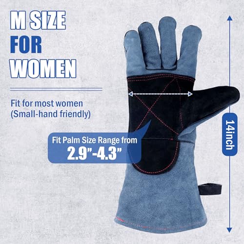 IC ICLOVER Animal Handling Gloves Snake Bite Proof, Double Leather Padding, Anti-bite Dog Cat Bird Reptile Control Protection - color: M -14inch