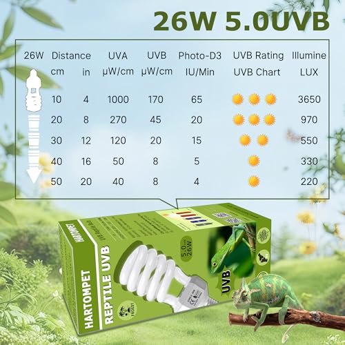 UVB 5.0 Reptile Light 26W – Compact Fluorescent Coil UVB Bulb for Chameleons, Iguanas, Turtles, Tropical & Rainforest Reptile Terrariums, Pet Habitat, UVB Lighting for Healthy Reptiles