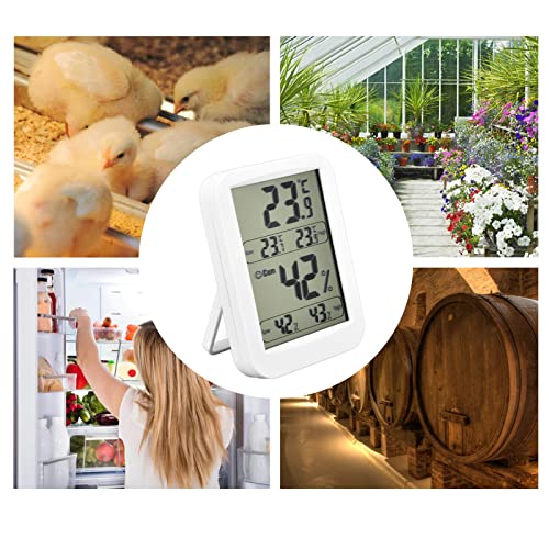 Digital Thermometer Hygrometer, Large LCD Temperature Humidity Meter, Accurate Dual Probe Sensor with Real Time Monitoring for Reptile Terrarium Greenhouse Warehouse