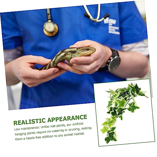 Artificial Hanging Plants for Reptile Habitats Durable Plastic Leaf Decoration with Suction Cup for Terrariums Aquariums and Bird Cages Lifelike Vines for Lizards Snakes and Frogs