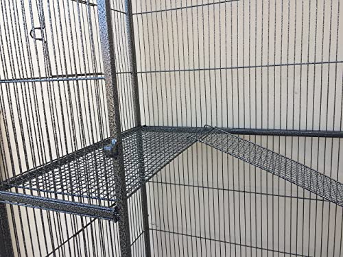 64" Extra Large Wrought Iron Chew Proof 4-Levels Ferret Chinchilla Sugar Glider Mice Rat Mouse Hamster Cage Narrow 1/2-Inch Bar Spacing Easy Clean Pull Out Tray with Detachable Rolling Stand - color: Black Vein, size: 32"L x 19"W x 64"H With 1/2" Spacing