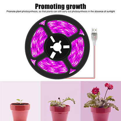 Plant Grow Light Strip 2835 SMD IP66 Waterproof Full Spectrum LED Light for Indoor Plants, Greenhouse, Aquarium, Garden, Flowers, Veg - USB Interface