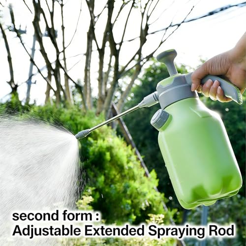 1/2 Gallon Hand Pump Pressure Sprayer | Straight & Adjustable Curved Extension Poles, Explosion-Proof Design, Fine Mist Spray, For Gardening, Cleaning, Plant Care