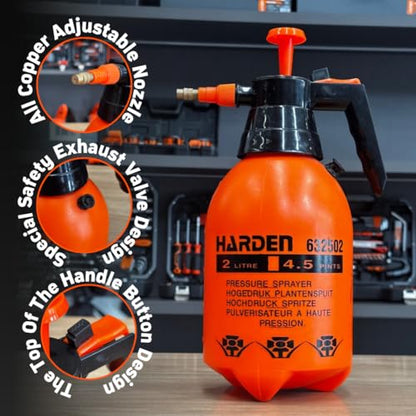 Half Gallon (0.53 Gallon / 68oz) Pump Sprayer, Handheld Garden Sprayer for Plants, Lawn Care & Cleaning, Adjustable Copper Nozzle