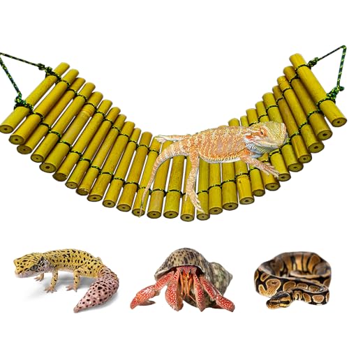 Bearded Dragon Tank Accessories, Reptile Climbing Hammock Bridge, Lizard Lounger Bamboo Ladder, Reptile Tank Accessories for Habitat, 18 x6 in - size: 18 x6 in