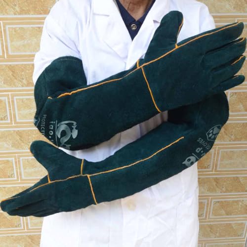 Bite Proof Gloves, Animal Handling Gloves, 24-inch, Cat Scratches Proof | Cactus Gardening Gloves, Grabbing Reptile Bite Resistant XL Size, Green