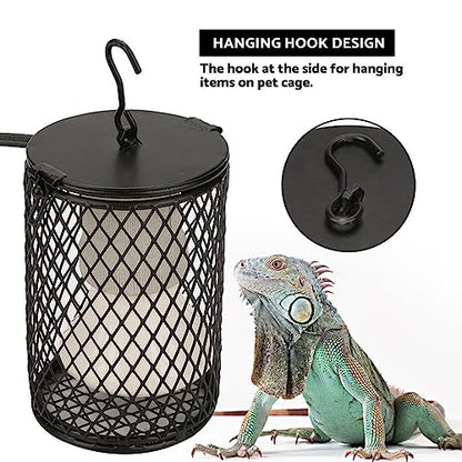100W Ceramic Heat Lamp Bulb with Lampshade, Infrared Reptile Heat Emitter Heater Lamp Bulbs Hanging Hook Cage for Pet Brooder Coop Chicken Lizard Snake(USA Black) - color: Usa Black