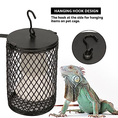 Ejoyous Ceramic Heat Lamp Bulb with Cage, 100W Infrared Ceramic Emitter Heat Light Bulb Lamp for Lizard Snake Chick Turtle Reptile Brooder Offers Heating of 20,000 (US Standard - color: Black