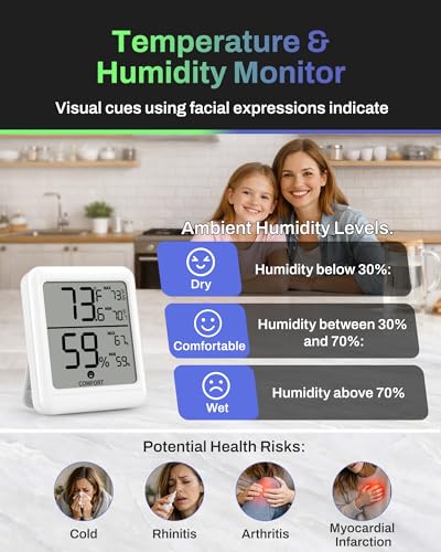 BN-LINK Digital Hygrometer Indoor Room Thermometer, Accurate Temperature and Humidity Meter with Large LCD Monitor for Home, Bedroom, Terrarium, Incubator, Greenhouse, 1 Pack - size: 1 Pack