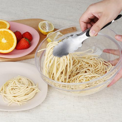 Hotec Mini Stainless Steel Kitchen Tongs for Cooking - 7-Inch Small Serving Tongs Metal Food Tongs Non-Slip Grip - size: 7-Inch