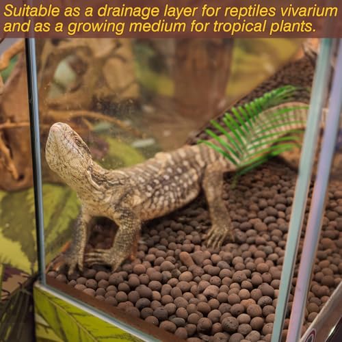 ZeeDix 4 LBS Reptile Substrate Leca Balls - 100% Organic Expanded Clay Pebbles, Ideal Bioactive Terrarium Clay Balls Substrate for Reptile Terrarium Tank, Bearded Dragon, Tortoise, Gecko, Snake & Frog - color: 4LBS
