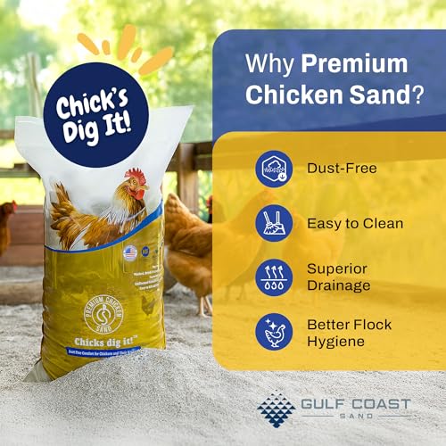 Premium Chicken Sand 50 lbs (56-Pack) – Dust-Free, Odor-Control Bedding for Chicken Coops, Nesting Boxes, and Runs – Natural Poultry Litter, 2800 lbs Total - size: 56 Pack