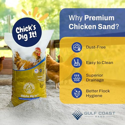 Premium Chicken Sand 50 lbs (56-Pack) – Dust-Free, Odor-Control Bedding for Chicken Coops, Nesting Boxes, and Runs – Natural Poultry Litter, 2800 lbs Total - size: 56 Pack