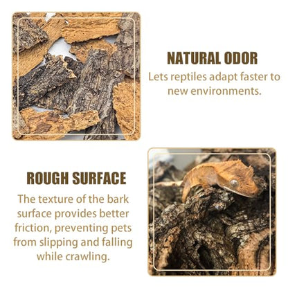 VCEPJH Reptile Bark Bedding,2 LB Natural Cork Bark for Reptiles Flat Cork Wood Terrarium Substrate Tank Supplies for Snake Spiders Bearded Dragons Hermit Crabs Geckos