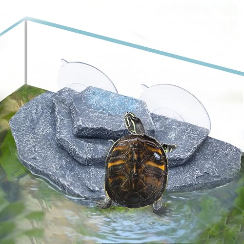 Tfwadmx Turtle Basking Platform, Tortoise Basking Platform with Suction Cups, Tortoise Climbing Ramp Dock, Turtle Floating Resting Terrace for Terrapins, Frogs (Grey) - color: Gray