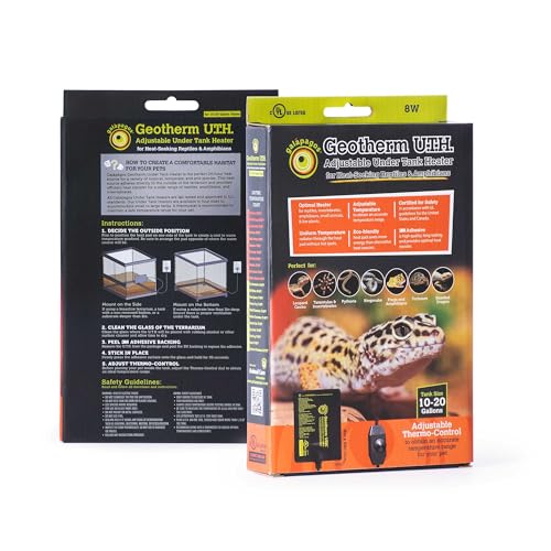 Galápagos (05701) Geotherm® Adjustable Under Tank Heater - Heating Pad for Reptiles, Amphibians & Terrariums, 8″ x 6″ 8W, Black