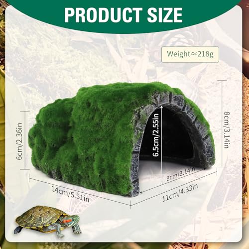 Mossy Reptile Rock Hides and Caves,Artificial Green Moss Cave Hideout for Reptile and Snake, Simulation Rock Tortoise Habitat Accessories,Terrarium & Aquariums Decor (Green, Small) - size: Small