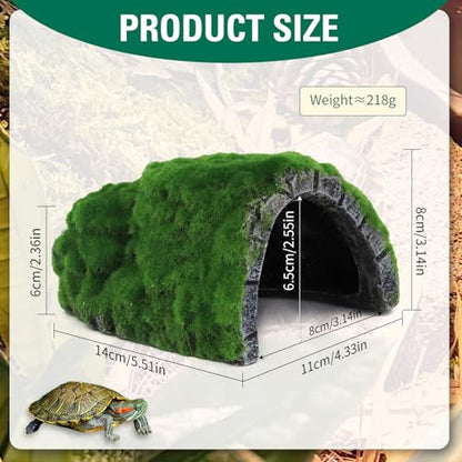 Mossy Reptile Rock Hides and Caves,Artificial Green Moss Cave Hideout for Reptile and Snake, Simulation Rock Tortoise Habitat Accessories,Terrarium & Aquariums Decor (Green, Small) - size: Small