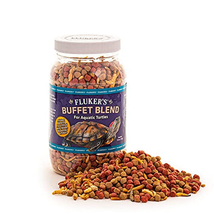 Fluker's Buffet Blend Aquatic Formula, Turtle Food with Freeze, Dried Shrimp, Mealworms, and Vitamin Enriched Pellets, 7.5 oz - size: 7.5 Ounce (Pack of 1)