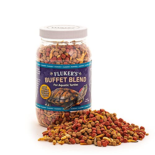 Fluker's Buffet Blend Aquatic Formula,Turtle Food with Freeze,Dried Shrimp,Mealworms,and Vitamin Enriched Pellets,7.5 oz (Pack of 2) - size: 7.5 Ounce (Pack of 2)