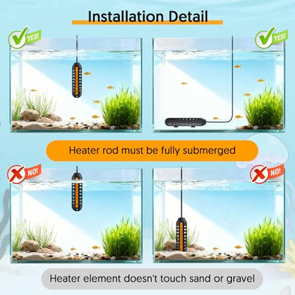 QZQ Aquarium Heater, 50W Adjustable Fish Tank Heater with Digital Display, External Temperature Controller, Submersible Turtle Tank Heater for 5-10 Gallon Tanks - size: 50W