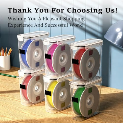 3D Printer Filament Storage Box, 6 Pack Stackable Filament Dry Organizer | Dustproof Filament Dry Box Storage Container, Compatible with PLA PETG ABS TPU 3D Printing Filament Spools - color: Black-6-pack
