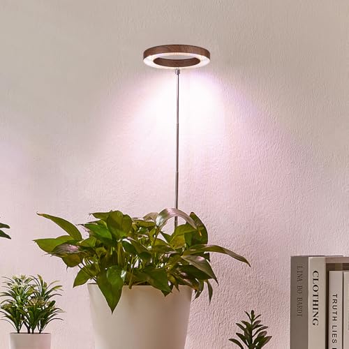 yadoker Plant Grow Light, LED Growing Light Full Spectrum for Indoor Plants,Height Adjustable, Automatic Timer, 5V Low Safe Voltage,Idea for Small Plants - color: 3.4 inch Walnut Grain, size: 1 Pack