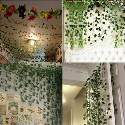 Fake Ivy 8 Pack 56FT Artificial Plants Indoor Outdoor Fake Plants Green Leaves Hanging Plant Fake Vines for Wedding Party Garden Bedroom Wall Decoration - size: 56Ft-8 pack