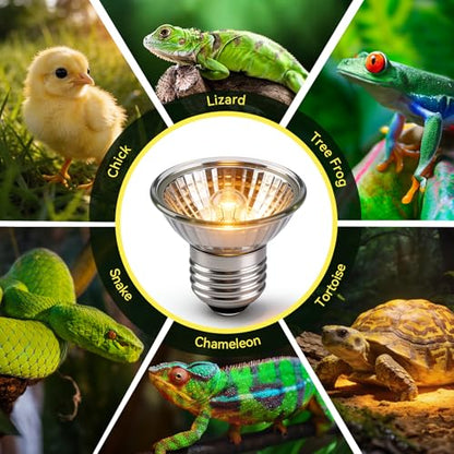 50W UVA UVB Reptile Light Bulb Heat Lamp Bulbs E26 Heat lamp for Reptiles Amphibian Tanks Terrariums Fit for Turtle Lizard Snake Pack of 4