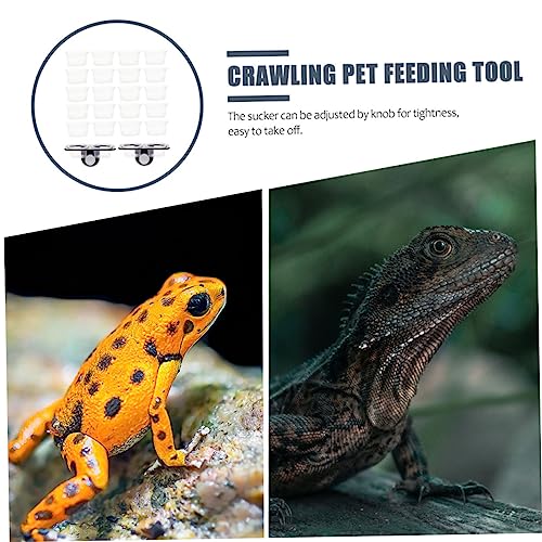 KESYOO Reptile Feeding Ledge 2-Piece Set with Suction Cups Gecko Water Feeder and Food Bowl for Reptile Tanks Random Color for Chameleons
