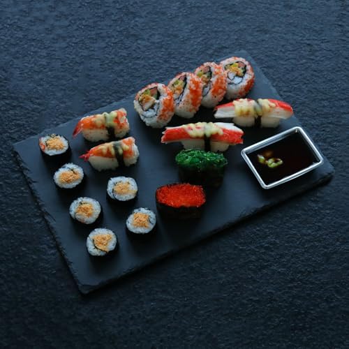 8 Pack 12 x 8 Inch Slate Cheese Boards, Black Rectangle Slate Charcuterie Boards, Natural Charcuterie Stone Plates for Parties, Gifts, and Special Events, Cheese, Sushi, Food. - size: 8 Pack 12 x 8 Inch