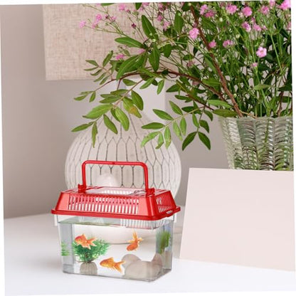 Mipcase 5pcs Portable Handheld Fish Tank Mixed Color Transparent Turtle Feeding Box for Small Pets Lightweight Plastic Breeding Aquarium Ventilation Design Easy to Clean and Operate