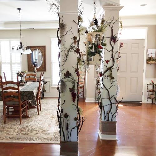 71"Faux Bendable Tree Branches Moss Grapevines Twig Garland Halloween Decor | Twisting Artificial Greenery Woody Plants Stems Trunk for Arch Fireplace Wall Hanging Garden Jungle Theme Reptile Decoration