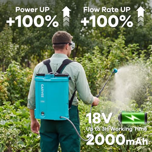 4.23 Gallon Battery Powered Backpack Sprayer, 0-65 PSI Adjustable Pressure, Electric Sprayer with 5 Nozzles and 1 Wands, 18V 2Ah Battery, Wide Mouth Lid for Weeding, Spraying - size: 4.23 Gal