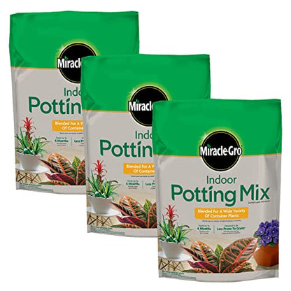 Miracle-Gro Indoor Potting Mix, Blended for a Variety of Houseplants, Feeds for up to 6 Months, 6 qt., 3-Pack - size: 6 qt (3-Pack), style: 6 QT