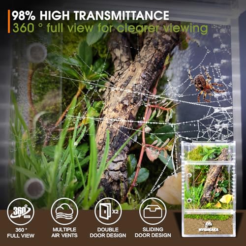 MYGIIKAKA Jumping Spider Enclosure Accessories, Tarantula Spider Box, Bug Cage, Praying Mantis Habitat Enclosure, Snail Insect Terrarium, Caterpillar Habitat (3x3x6 inch) - size: 3x3x6 inch