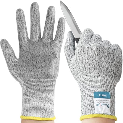 Dowellife Level 5 Silicon Cut Resistant Gloves (Medium), Grey - size: Medium (Pack of 1), style: Silicone Coated