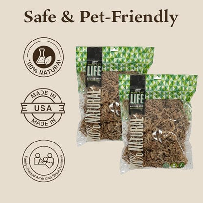 The Habitat Life - Natural Sphagnum Moss - for Reptiles, Amphibians & Invertebrates Terrariums - Humidity Control - Ideal for Burrowing & Nesting - Dye-Free & Safe - Medium - 2 Pack - size: Medium (2-Pack), style: Sphagnum Moss