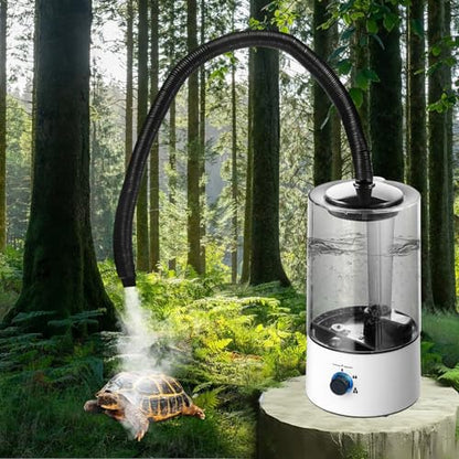 Reptile Humidifier Misters Fogger, with Extended Hose - Adjustable & Quiet Fogger/Mister for Chameleon, for Amphibians/Herps/Vivarium with Terrariums and Enclosures