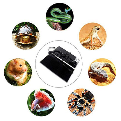 KABASI 2PCS Reptile Heating Mat, Waterproof Reptile Heat Pad Under Tank Terrarium with Temperature Control, Safety Adjustable Reptile Heat Mat for Turtle, Tortoise, Snakes, Lizard, Gecko, 7W